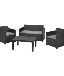 Conjunto Merano 2 Sillones+Sofá + Mesa Auxiliar. Antracita