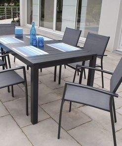 Conjunto de Jardín Serie Parma, 1 mesa y 6 sillas.